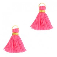 Quaste Ibiza Style 1.5cm Gold-neon pink